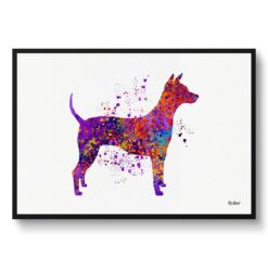 American Hairless Terrier Watercolour Splash Print - Dog Inspired Framed & Unframed Wall Art