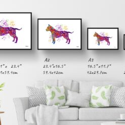 American Staffordshire Terrier Watercolour Splash Print - Dog Inspired Framed & Unframed Wall Art 12 watercolour splash dogs american staffordshire terrier print landscape framed art print size comparison