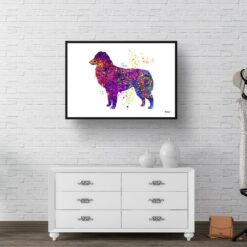 Australian Shepherd Watercolour Splash Print - Dog Inspired Framed & Unframed Wall Art 9 watercolour splash dogs australian shepherd print landscape framed art print 40x28 hall