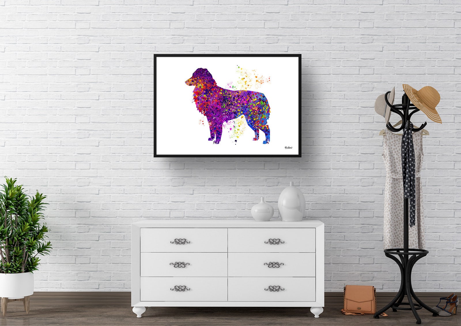 Australian Shepherd Watercolour Splash Print - Dog Inspired Framed & Unframed Wall Art 4 Australian Shepherd Watercolour Splash Print - Dog Inspired Framed & Unframed Wall Art - Image 3