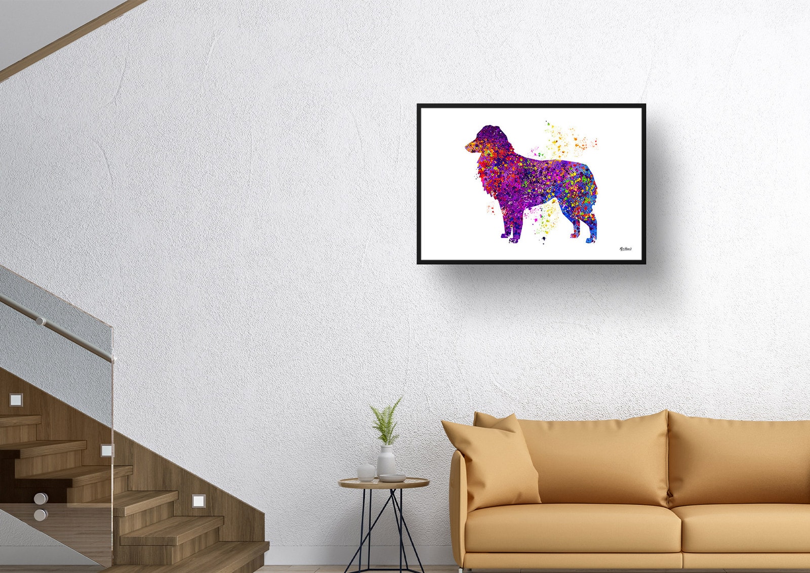 Australian Shepherd Watercolour Splash Print - Dog Inspired Framed & Unframed Wall Art 5 Australian Shepherd Watercolour Splash Print - Dog Inspired Framed & Unframed Wall Art - Image 4