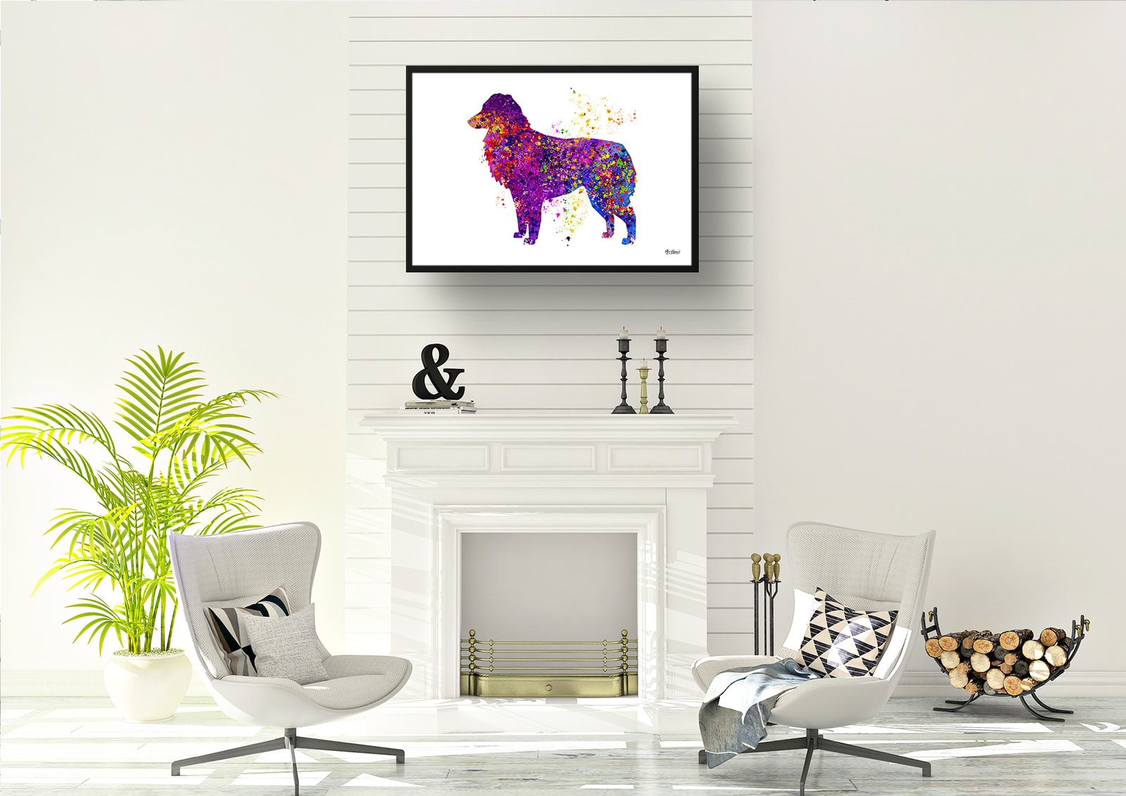 Australian Shepherd Watercolour Splash Print - Dog Inspired Framed & Unframed Wall Art 6 Australian Shepherd Watercolour Splash Print - Dog Inspired Framed & Unframed Wall Art - Image 5