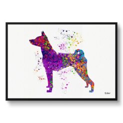 Basenji Watercolour Splash Print - Dog Inspired Framed & Unframed Wall Art
