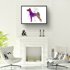 watercolour splash dogs basenji print landscape framed art print a4 office