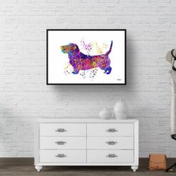 Basset Hound Watercolour Splash Print - Dog Inspired Framed & Unframed Wall Art 9 watercolour splash dogs basset hound print landscape framed art print 40x28 hall