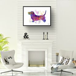 Basset Hound Watercolour Splash Print - Dog Inspired Framed & Unframed Wall Art 11 watercolour splash dogs basset hound print landscape framed art print a4 office