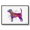 watercolour splash dogs beagle framed art print front view white