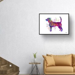 Beagle Watercolour Splash Print - Dog Inspired Framed & Unframed Wall Art 10 watercolour splash dogs beagle print landscape framed art print 40x28 living room