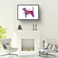 Beagle Watercolour Splash Print - Dog Inspired Framed & Unframed Wall Art 11 watercolour splash dogs beagle print landscape framed art print a4 office
