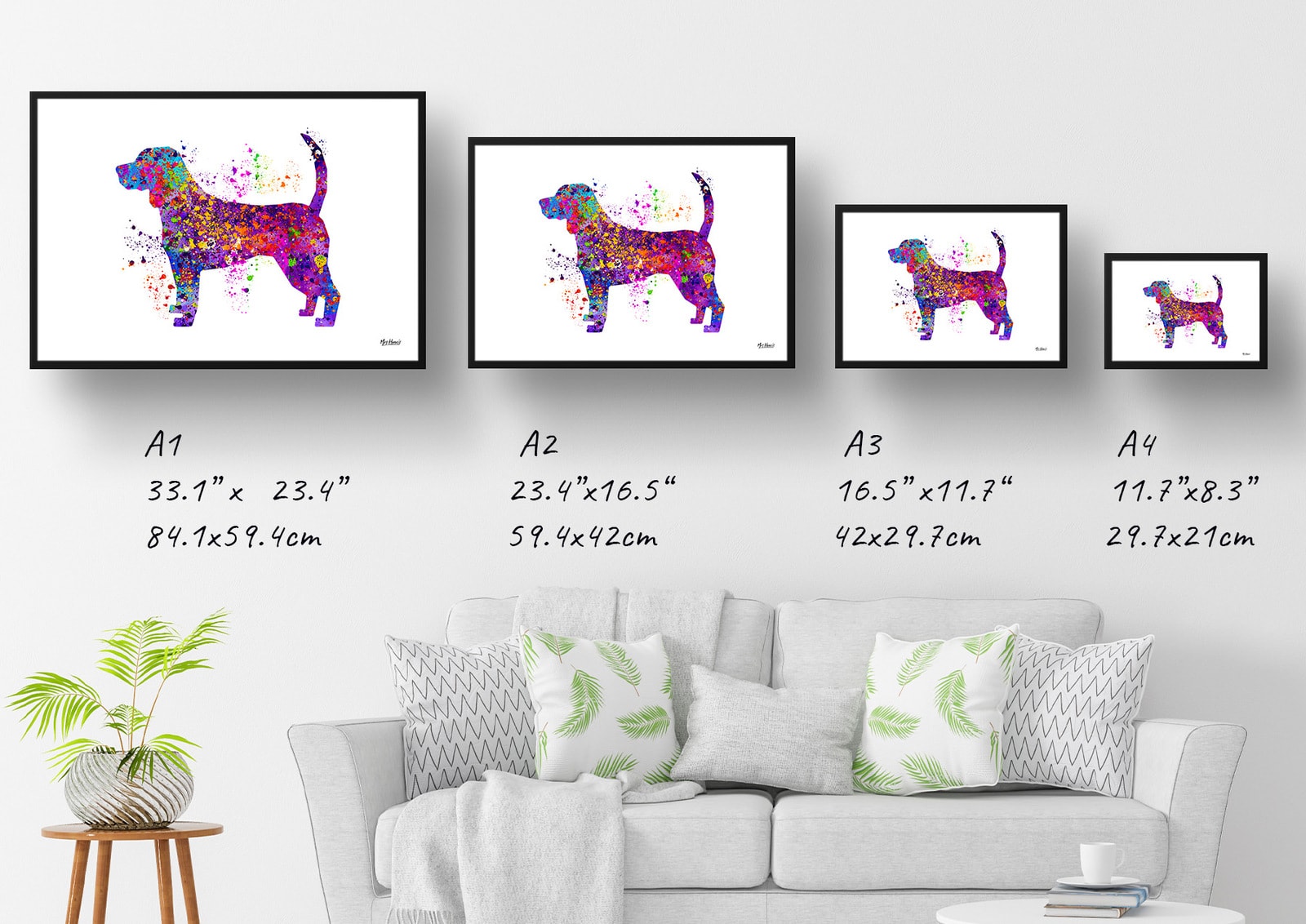 Beagle Watercolour Splash Print - Dog Inspired Framed & Unframed Wall Art 7 Beagle Watercolour Splash Print - Dog Inspired Framed & Unframed Wall Art - Image 6