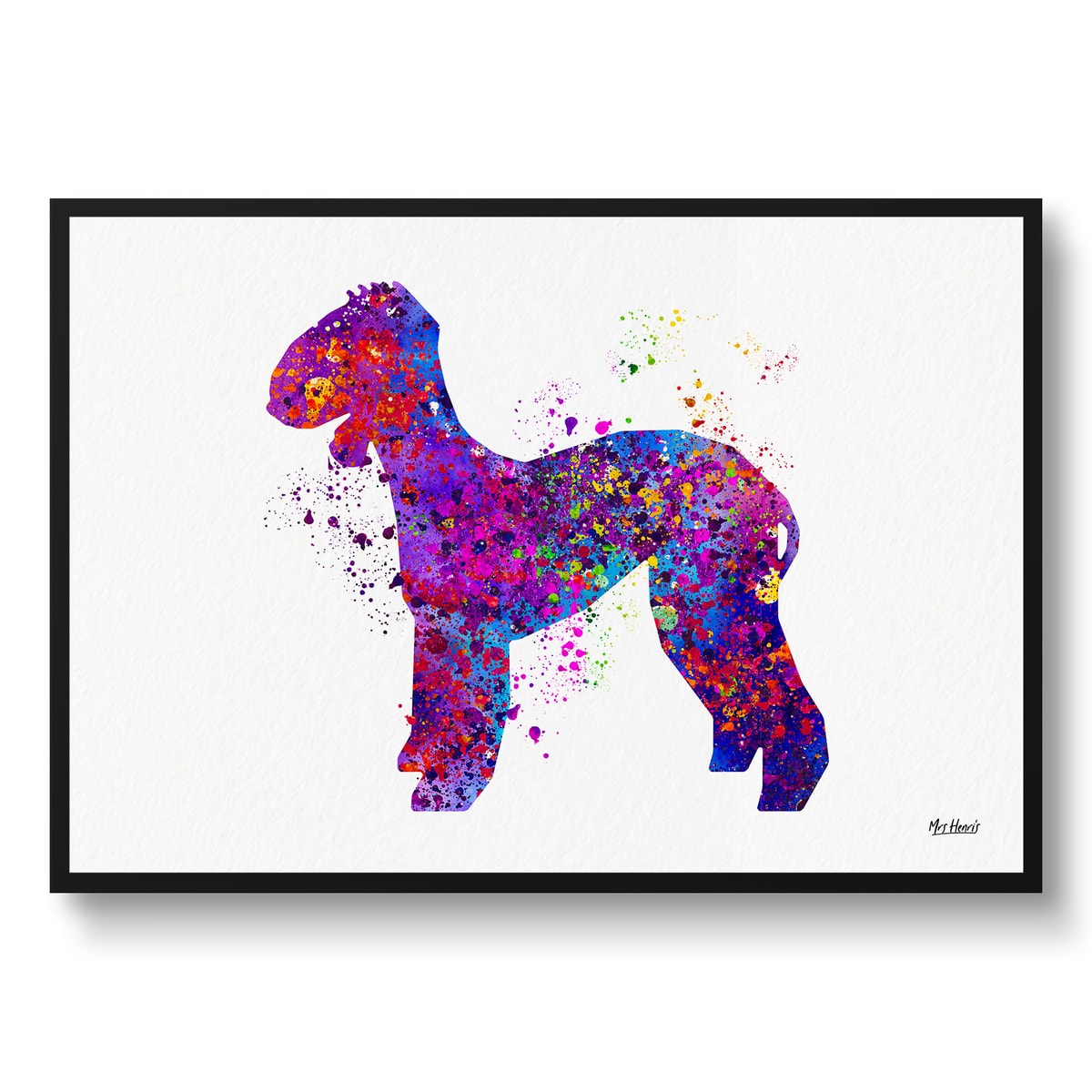 Bedlington Terrier Watercolour Splash Print - Dog Inspired Framed & Unframed Wall Art 1 Bedlington Terrier Watercolour Splash Print - Dog Inspired Framed & Unframed Wall Art