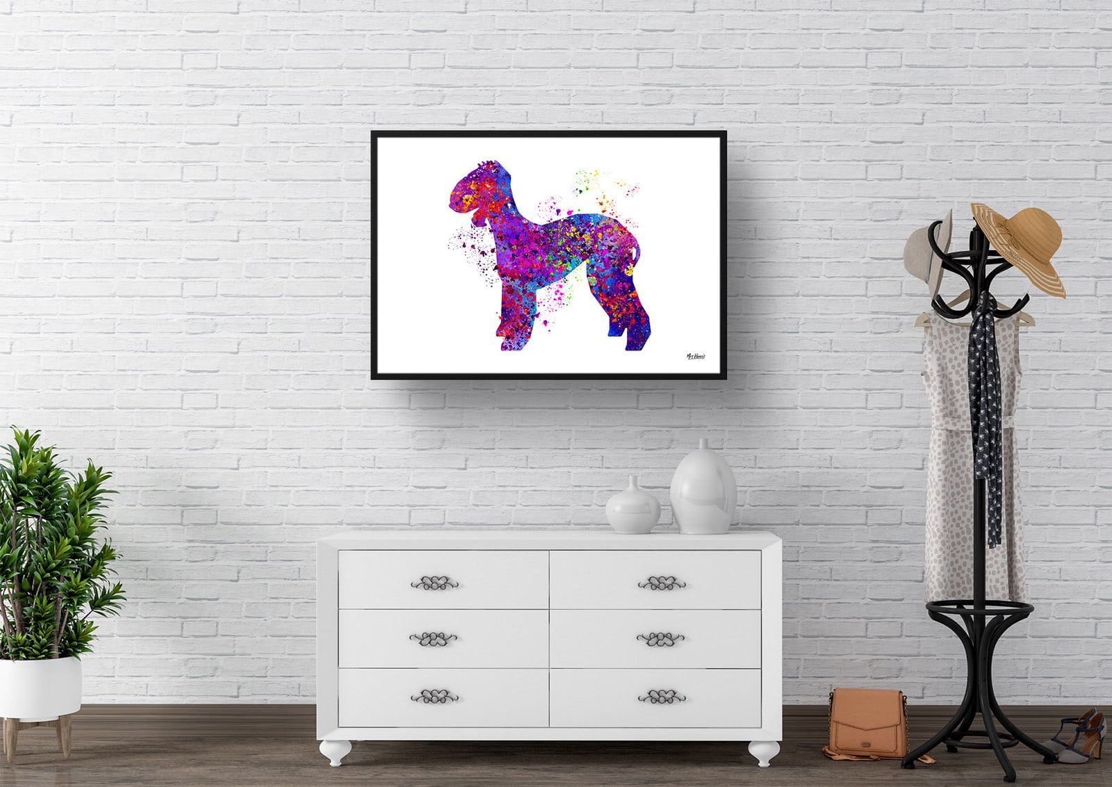 Bedlington Terrier Watercolour Splash Print - Dog Inspired Framed & Unframed Wall Art 3 Bedlington Terrier Watercolour Splash Print - Dog Inspired Framed & Unframed Wall Art - Image 3