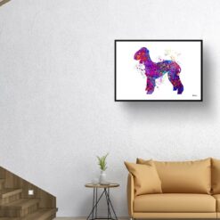 Bedlington Terrier Watercolour Splash Print - Dog Inspired Framed & Unframed Wall Art 9 watercolour splash dogs bedlington terrier print landscape framed art print 40x28 living room