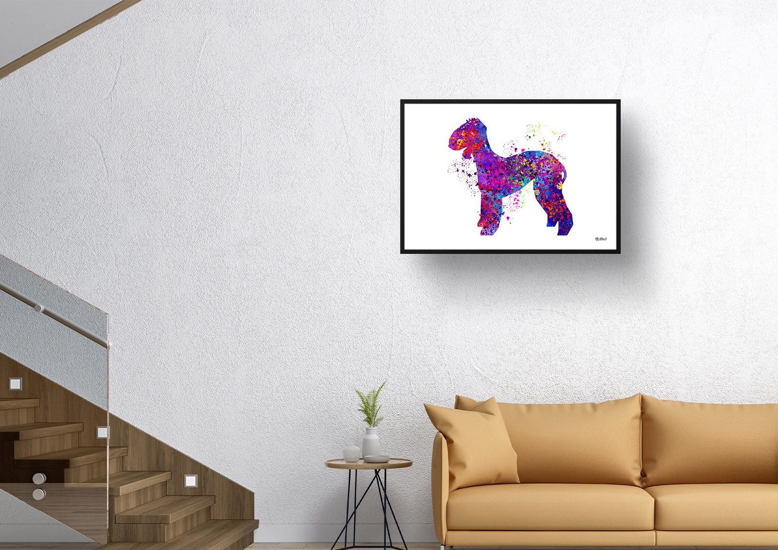 Bedlington Terrier Watercolour Splash Print - Dog Inspired Framed & Unframed Wall Art 4 Bedlington Terrier Watercolour Splash Print - Dog Inspired Framed & Unframed Wall Art - Image 4