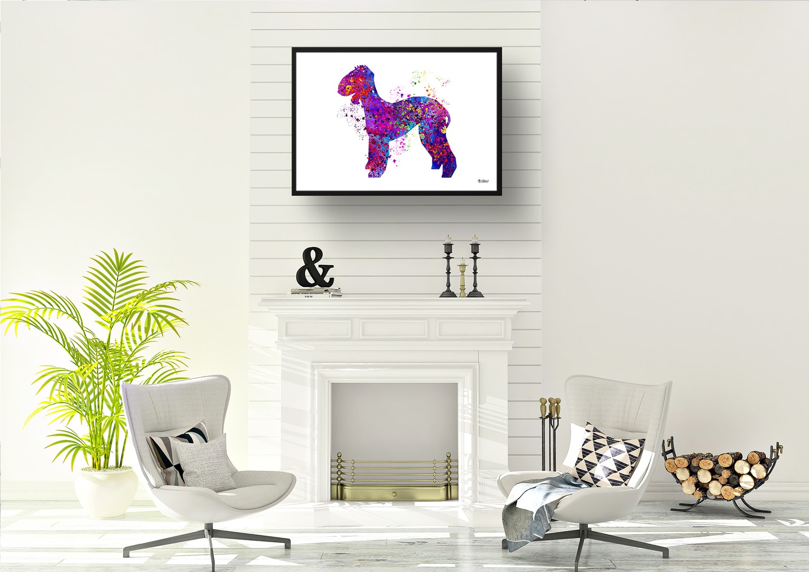 Bedlington Terrier Watercolour Splash Print - Dog Inspired Framed & Unframed Wall Art 5 Bedlington Terrier Watercolour Splash Print - Dog Inspired Framed & Unframed Wall Art - Image 5