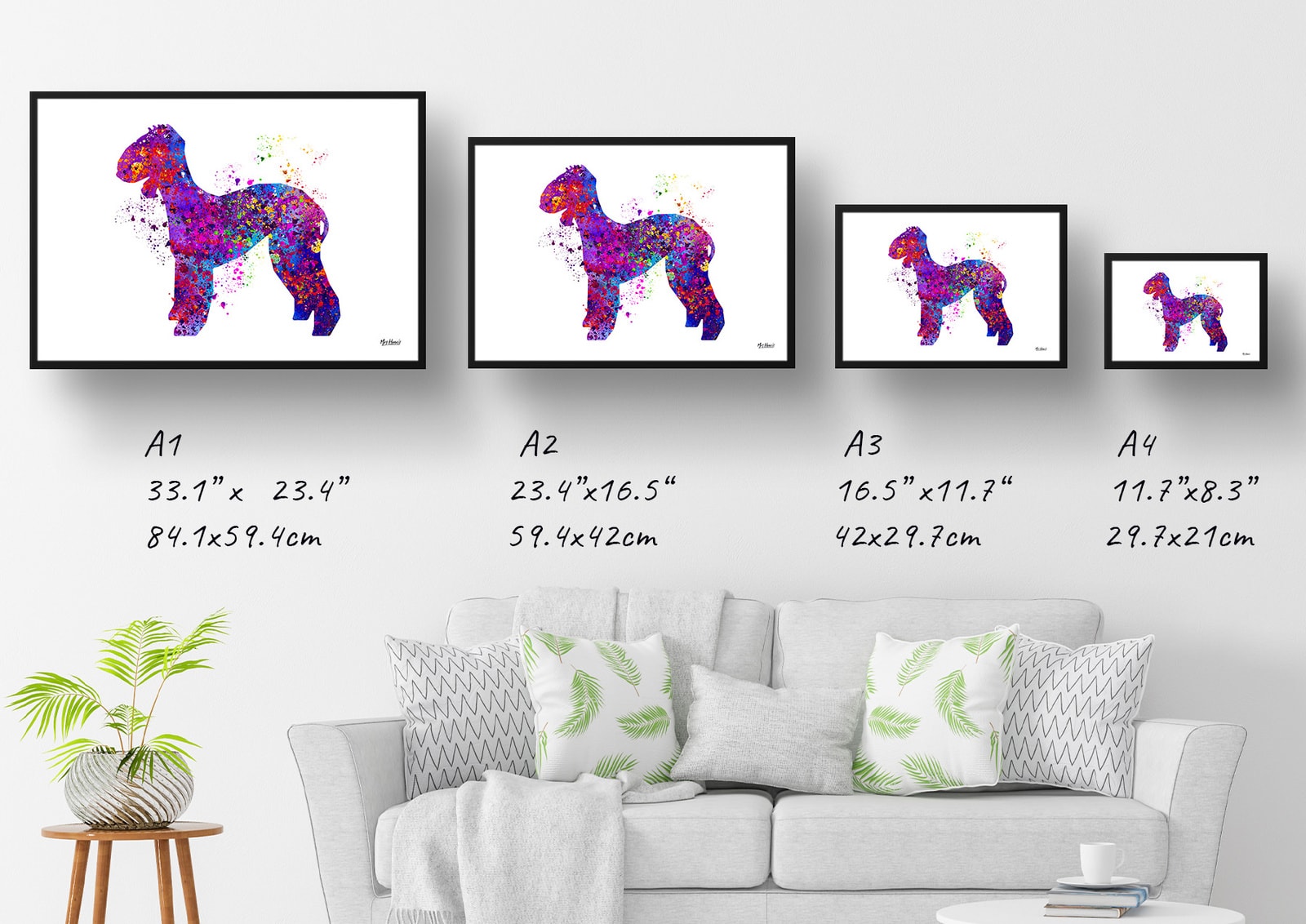 Bedlington Terrier Watercolour Splash Print - Dog Inspired Framed & Unframed Wall Art 6 Bedlington Terrier Watercolour Splash Print - Dog Inspired Framed & Unframed Wall Art - Image 6