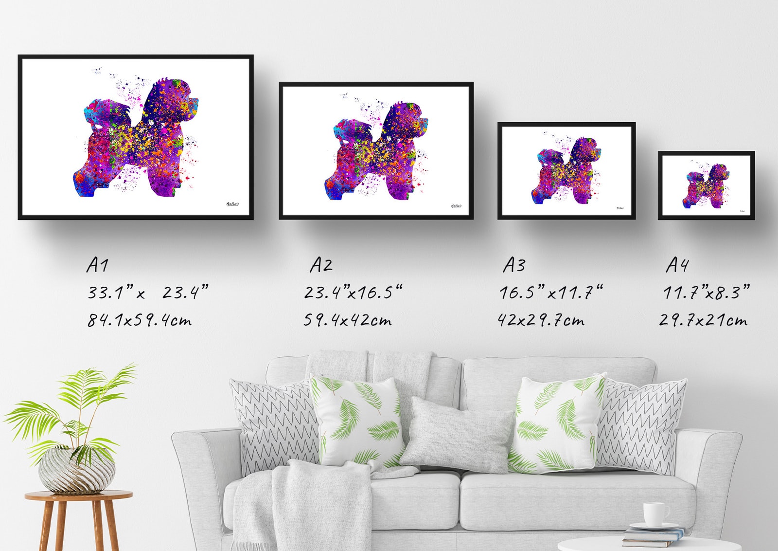 Bichon Frise Watercolour Splash Print - Dog Inspired Framed & Unframed Wall Art 7 Bichon Frise Watercolour Splash Print - Dog Inspired Framed & Unframed Wall Art - Image 6