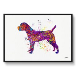 Border Terrier Watercolour Splash Print - Dog Inspired Framed & Unframed Wall Art