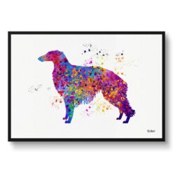 Borzoi Watercolour Splash Print - Dog Inspired Framed & Unframed Wall Art