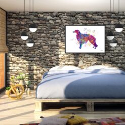 Borzoi Watercolour Splash Print - Dog Inspired Framed & Unframed Wall Art 7 watercolour splash dogs borzoi print landscape framed art print 40x28 bedroom