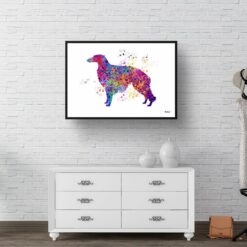 Borzoi Watercolour Splash Print - Dog Inspired Framed & Unframed Wall Art 8 watercolour splash dogs borzoi print landscape framed art print 40x28 hall