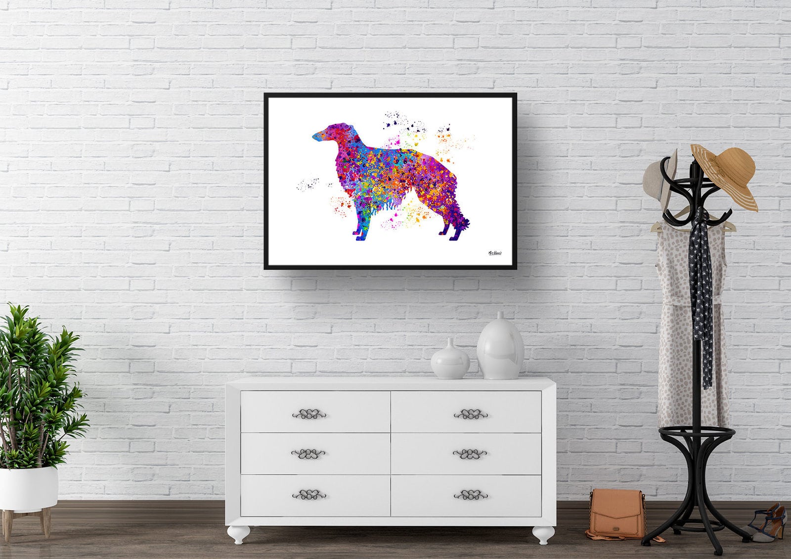 Borzoi Watercolour Splash Print - Dog Inspired Framed & Unframed Wall Art 3 Borzoi Watercolour Splash Print - Dog Inspired Framed & Unframed Wall Art - Image 3