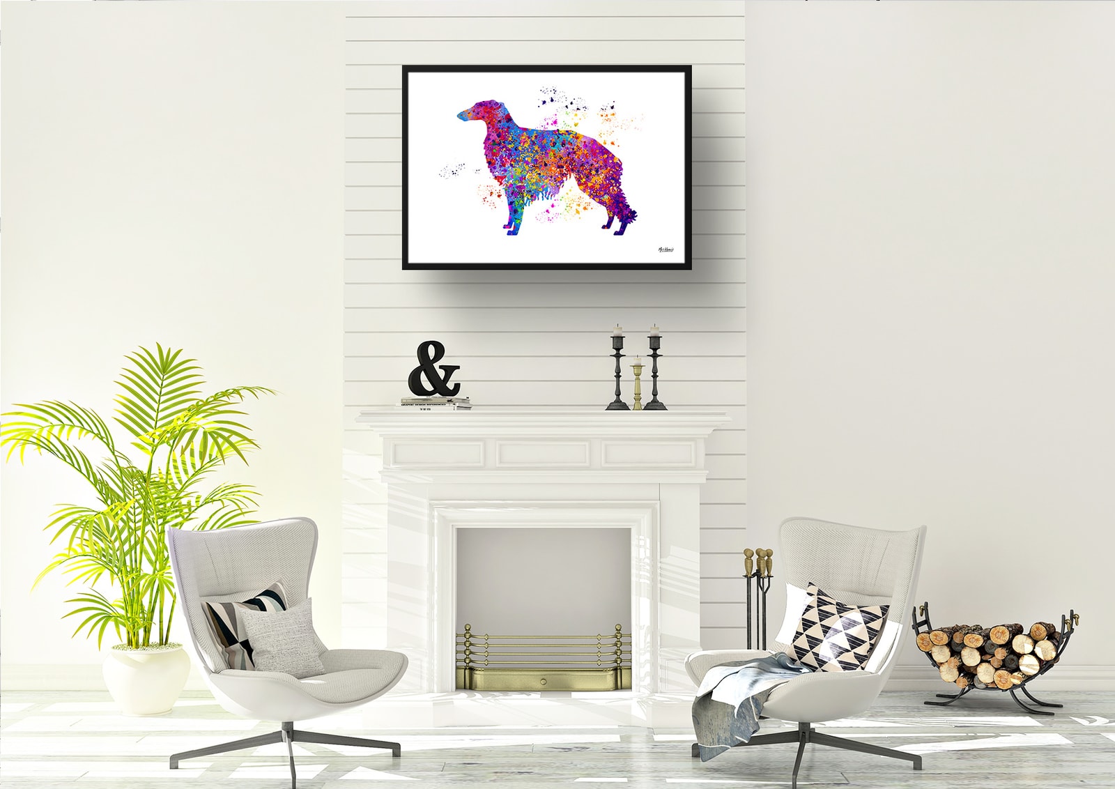 Borzoi Watercolour Splash Print - Dog Inspired Framed & Unframed Wall Art 5 Borzoi Watercolour Splash Print - Dog Inspired Framed & Unframed Wall Art - Image 5