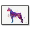 Boxer Watercolour Splash Print - Dog Inspired Framed & Unframed Wall Art 1 watercolour splash dogs boxer framed art print front view white