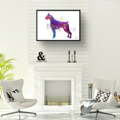 Boxer Watercolour Splash Print - Dog Inspired Framed & Unframed Wall Art 11 watercolour splash dogs boxer print landscape framed art print a4 office