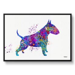 Bull Terrier Watercolour Splash Print - Dog Inspired Framed & Unframed Wall Art