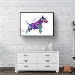 Bull Terrier Watercolour Splash Print - Dog Inspired Framed & Unframed Wall Art 8 watercolour splash dogs bull terrier print landscape framed art print 40x28 hall