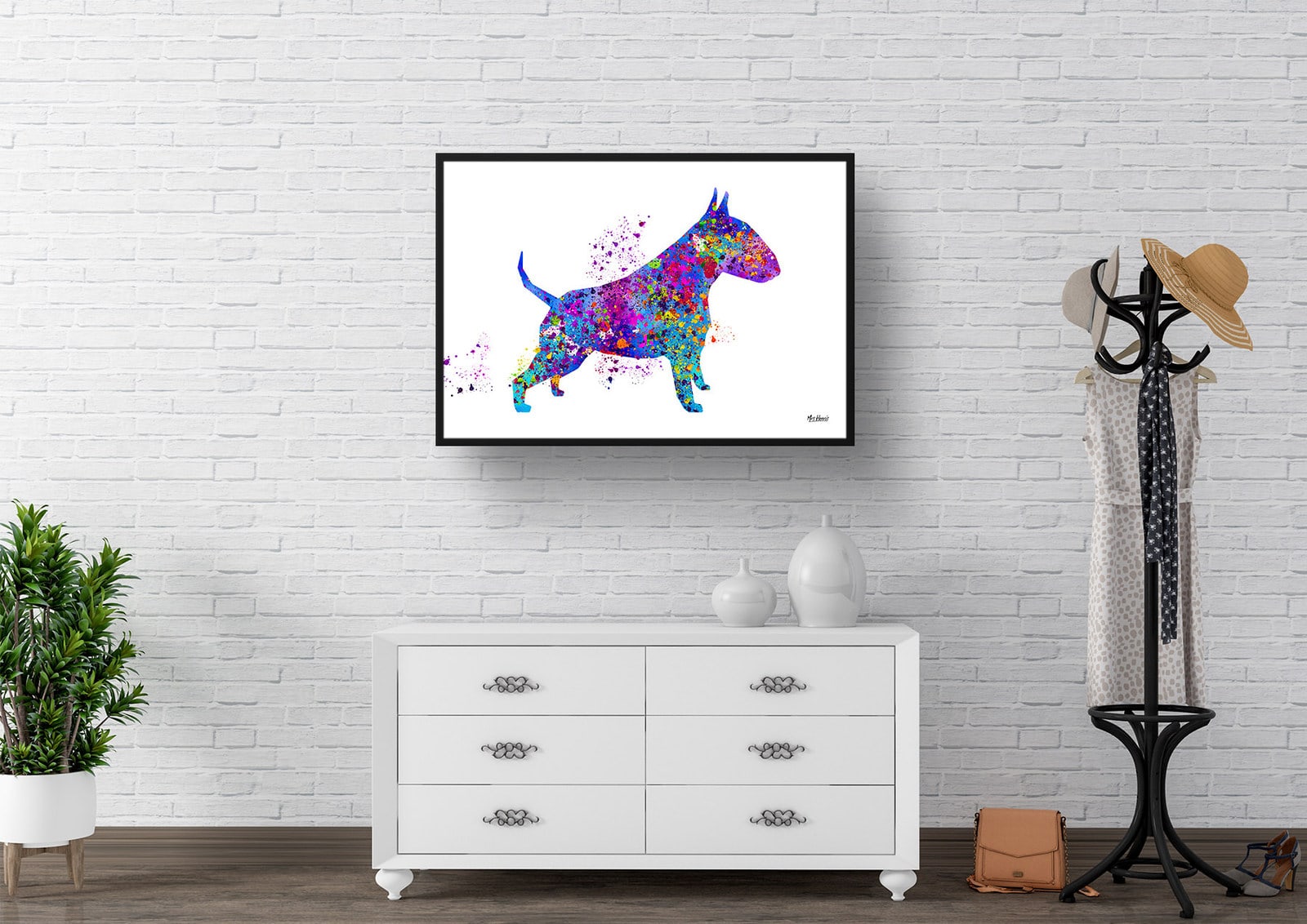 Bull Terrier Watercolour Splash Print - Dog Inspired Framed & Unframed Wall Art 3 Bull Terrier Watercolour Splash Print - Dog Inspired Framed & Unframed Wall Art - Image 3