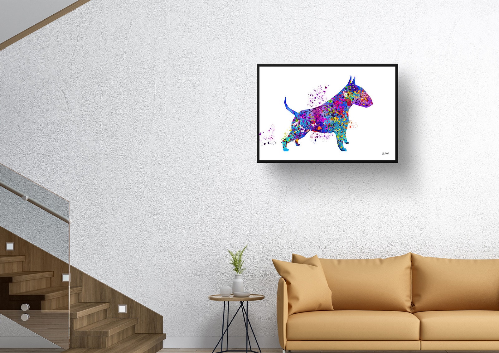 Bull Terrier Watercolour Splash Print - Dog Inspired Framed & Unframed Wall Art 4 Bull Terrier Watercolour Splash Print - Dog Inspired Framed & Unframed Wall Art - Image 4