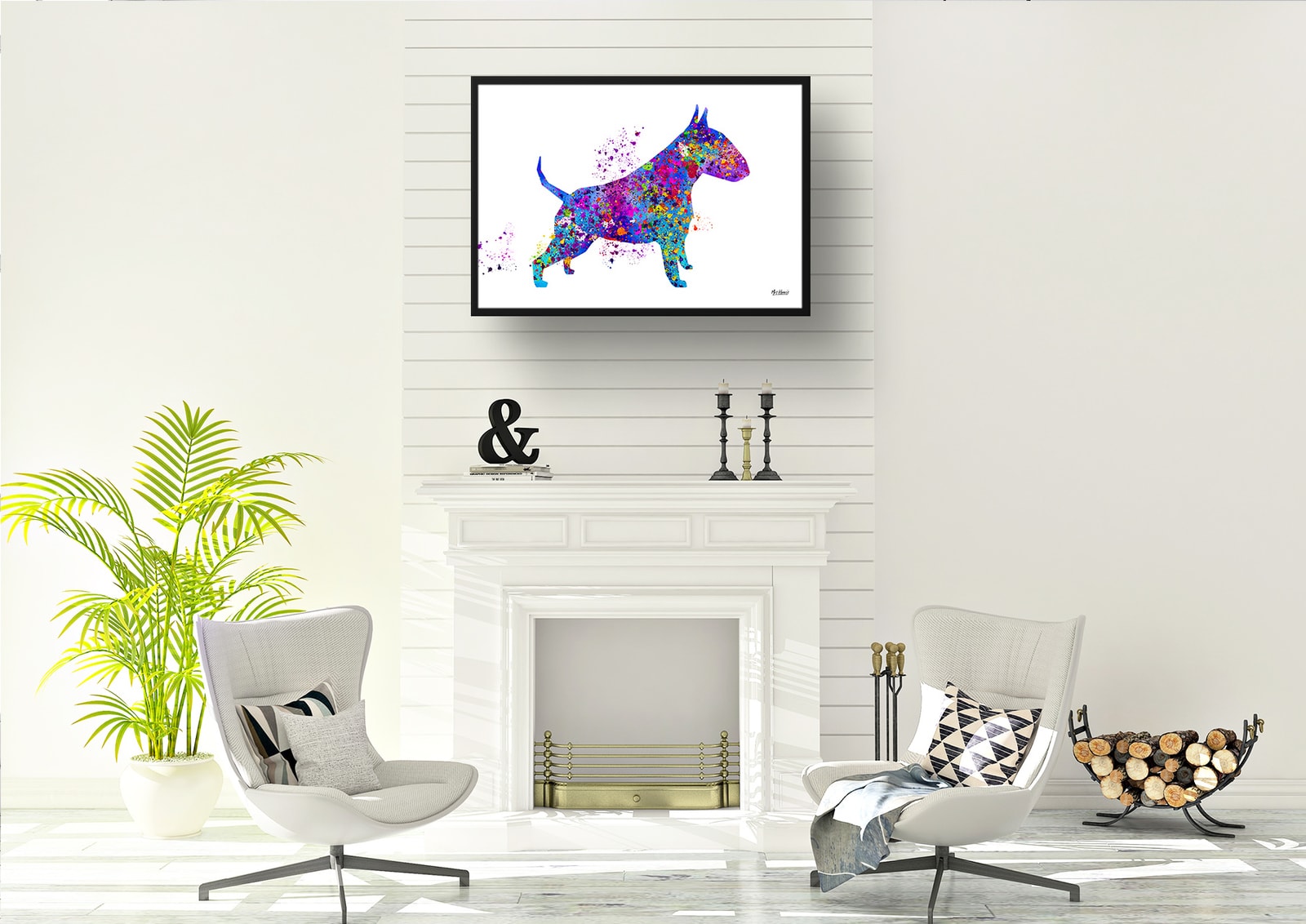 Bull Terrier Watercolour Splash Print - Dog Inspired Framed & Unframed Wall Art 5 Bull Terrier Watercolour Splash Print - Dog Inspired Framed & Unframed Wall Art - Image 5