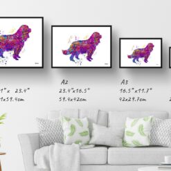 Cavalier King Charles Spaniel Watercolour Splash Print - Dog Inspired Framed & Unframed Wall Art 12 watercolour splash dogs cavalier king charles spaniel print landscape framed art print size comparison