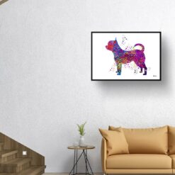 Chihuahua Watercolour Splash Print - Dog Inspired Framed & Unframed Wall Art 10 watercolour splash dogs chihuahua print landscape framed art print 40x28 living room
