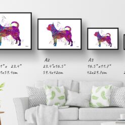 Chihuahua Watercolour Splash Print - Dog Inspired Framed & Unframed Wall Art 12 watercolour splash dogs chihuahua print landscape framed art print size comparison