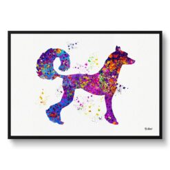 Chinese Crested Dog Watercolour Splash Print - Dog Inspired Framed & Unframed Wall Art