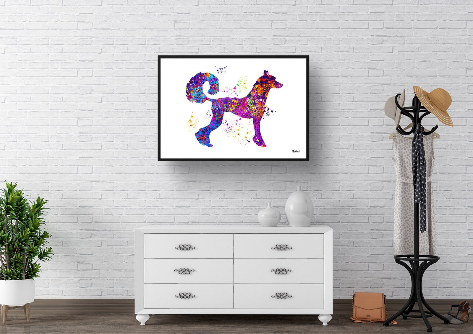 Chinese Crested Dog Watercolour Splash Print - Dog Inspired Framed & Unframed Wall Art 3 Chinese Crested Dog Watercolour Splash Print - Dog Inspired Framed & Unframed Wall Art - Image 3