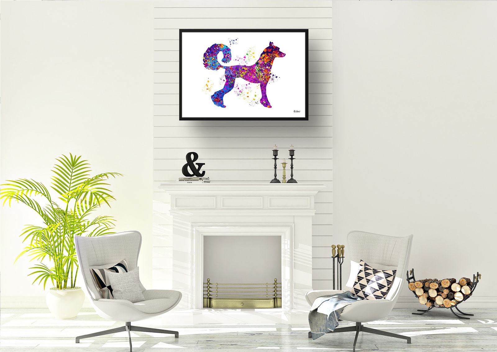 Chinese Crested Dog Watercolour Splash Print - Dog Inspired Framed & Unframed Wall Art 5 Chinese Crested Dog Watercolour Splash Print - Dog Inspired Framed & Unframed Wall Art - Image 5
