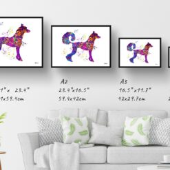 Chinese Crested Dog Watercolour Splash Print - Dog Inspired Framed & Unframed Wall Art 11 watercolour splash dogs chinese crested dog print landscape framed art print size comparison