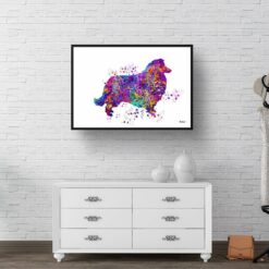 Collie Watercolour Splash Print - Dog Inspired Framed & Unframed Wall Art 9 watercolour splash dogs collie print landscape framed art print 40x28 hall