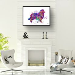 Collie Watercolour Splash Print - Dog Inspired Framed & Unframed Wall Art 11 watercolour splash dogs collie print landscape framed art print a4 office