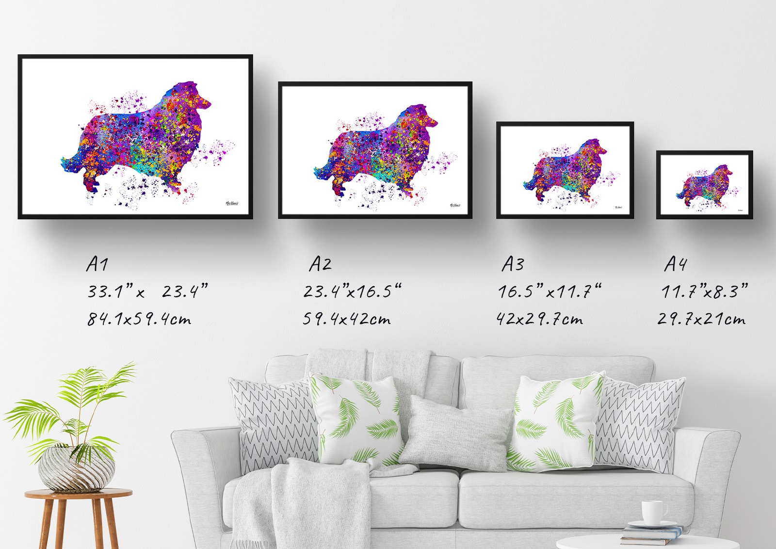Collie Watercolour Splash Print - Dog Inspired Framed & Unframed Wall Art 7 Collie Watercolour Splash Print - Dog Inspired Framed & Unframed Wall Art - Image 6