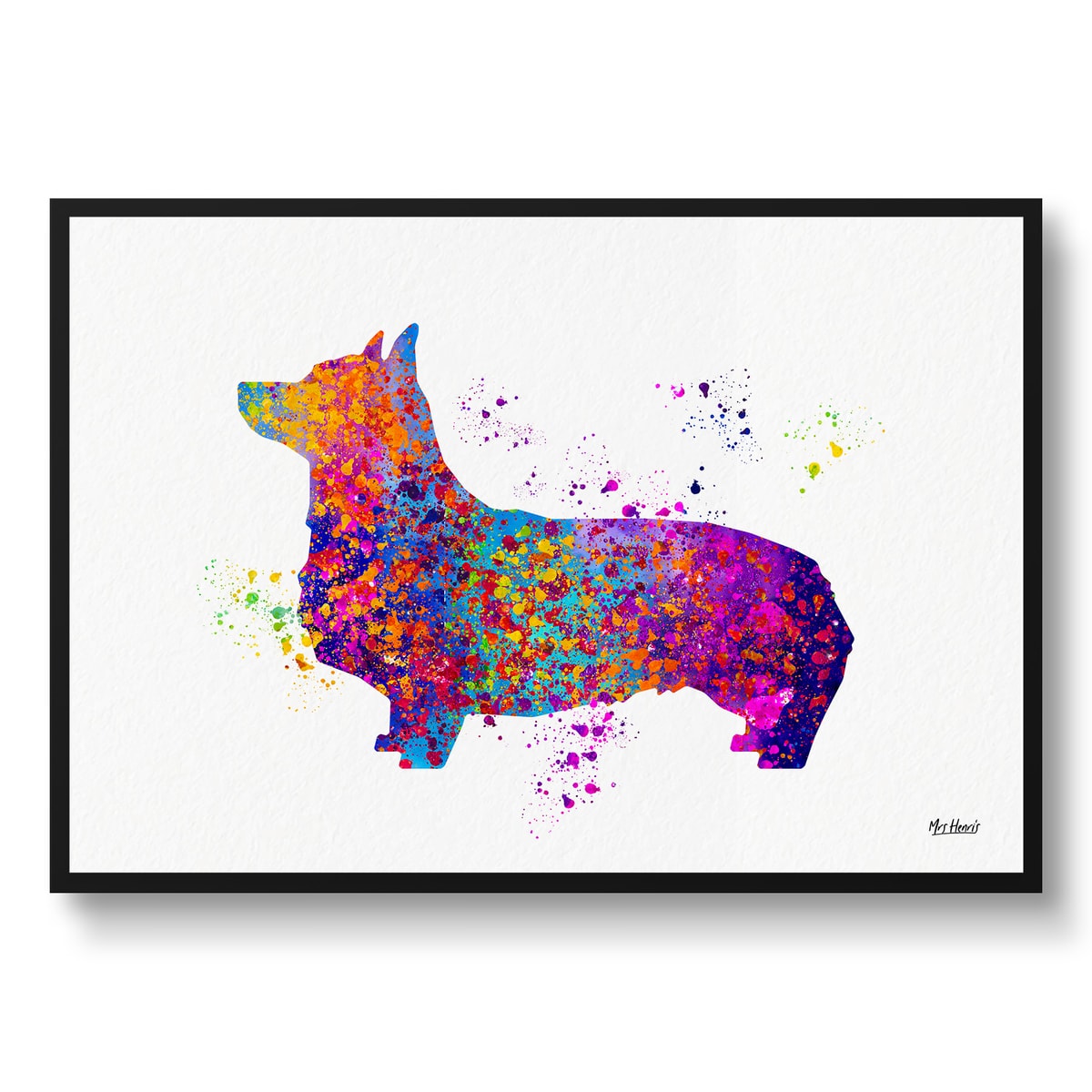Corgi Watercolour Splash Print - Dog Inspired Framed & Unframed Wall Art 2 Corgi Watercolour Splash Print - Dog Inspired Framed & Unframed Wall Art