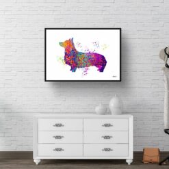 Corgi Watercolour Splash Print - Dog Inspired Framed & Unframed Wall Art 9 watercolour splash dogs corgi print landscape framed art print 40x28 hall