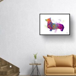 Corgi Watercolour Splash Print - Dog Inspired Framed & Unframed Wall Art 10 watercolour splash dogs corgi print landscape framed art print 40x28 living room