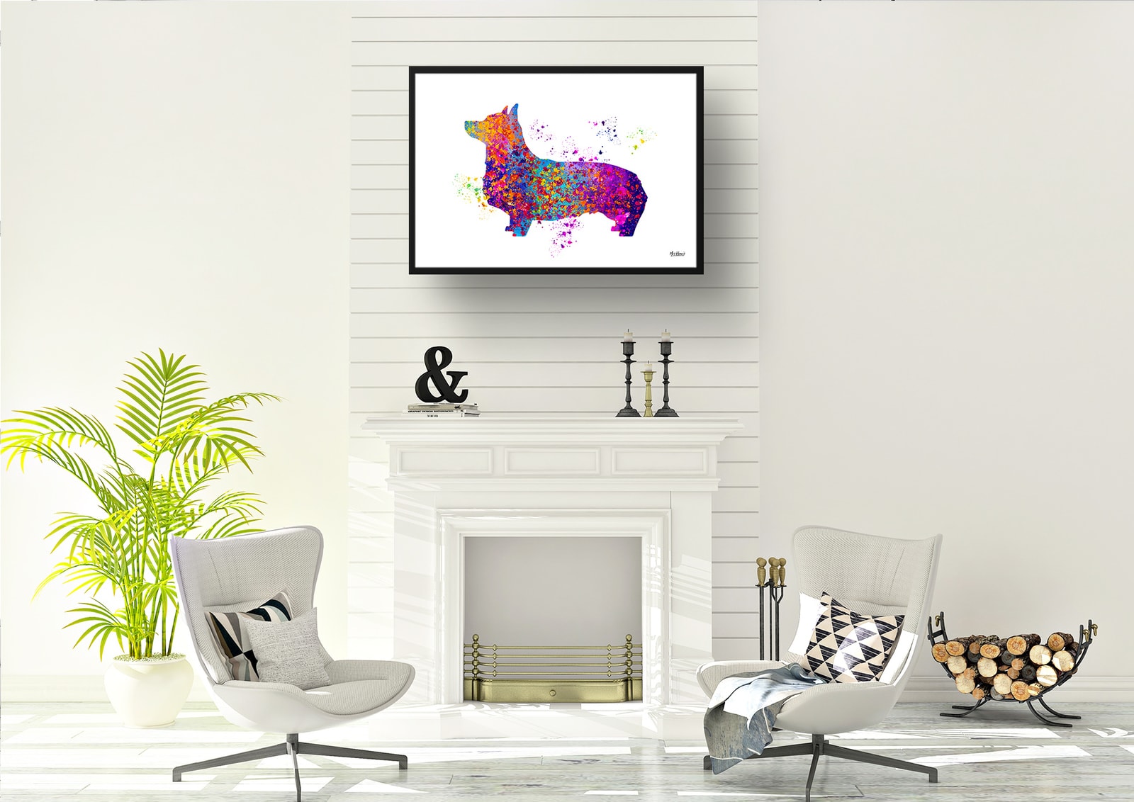 Corgi Watercolour Splash Print - Dog Inspired Framed & Unframed Wall Art 6 Corgi Watercolour Splash Print - Dog Inspired Framed & Unframed Wall Art - Image 5