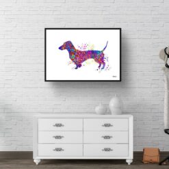 watercolour splash dogs dachshund print landscape framed art print 40x28 hall