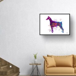 Doberman Watercolour Splash Print - Dog Inspired Framed & Unframed Wall Art 10 watercolour splash dogs doberman print landscape framed art print 40x28 living room